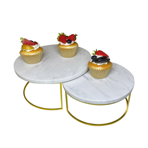 2 Set Marble Cake Stands for Food Display 9.8''+7.8''