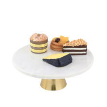 Natural White Marble with Gold Base Cake Stand for Desserts 12-Inch