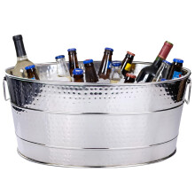 Heavy-Duty Oval Stainless Steel Beverage Tub for Parties Drinks Large Size