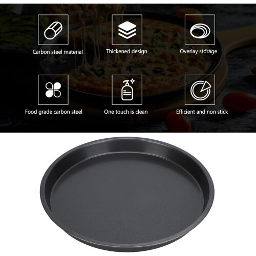 2 Pcs Non Stick Thickened Carbon Steel Pizza Pan for Home Kitchen 10in 1