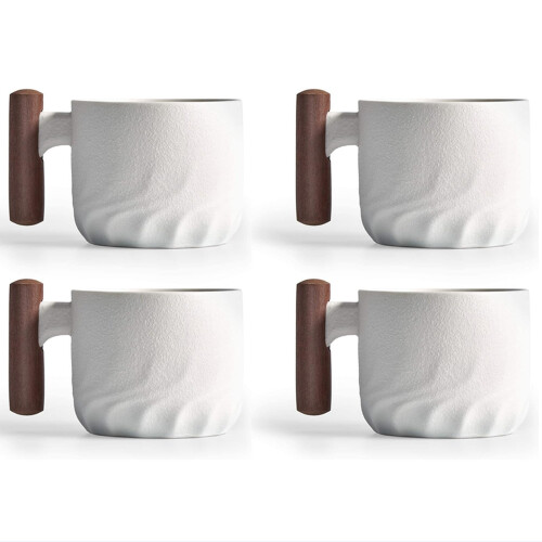 4 Cups Ceramic Espresso Coffee Cups White for Coffee 2.5oz