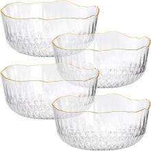 4 Pack Clear Plastic Serving Bowls for Party Salad 70 Ounce