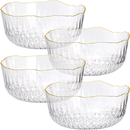 4 Pack Clear Plastic Serving Bowls for Party Salad 70 Ounce
