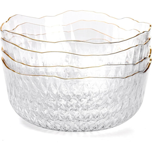 4 Pack Clear Plastic Serving Bowls for Party Salad 70 Ounce 1