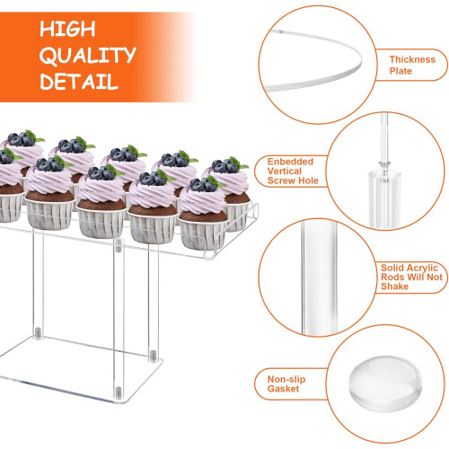 3 Pack Clear Acrylic Dessert Table Display Set for Wedding Party 1
