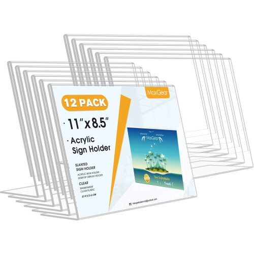 18 Pack Clear Sign Holder for Office Store Display