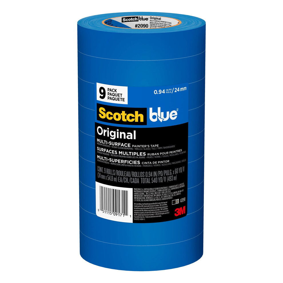 9 Rolls Painters Tape Original Multi-Surface Blue For Indoor Use 0.94 In. X 60 Yds 6493810885464