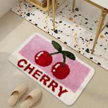 Cute Cherry Non Slip Soft Fluffy Absorbent Microfiber Washable Bath Mat for Bathroom 23.6x35.4 Inch