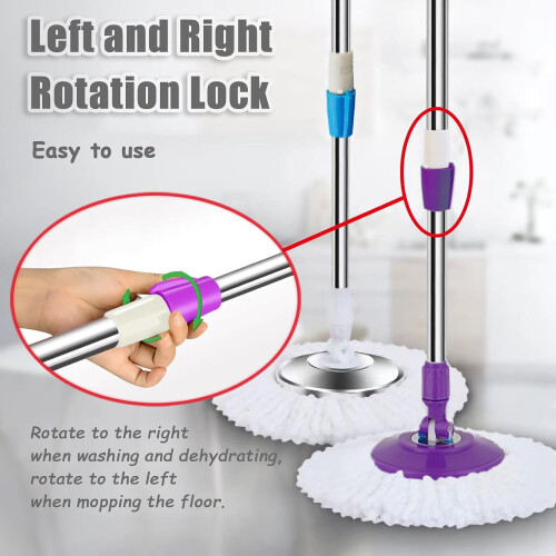 Spin Mop Replacement Mop Handle, 49inch 360 Degrees Rotating Telescopic Mop Stick 2
