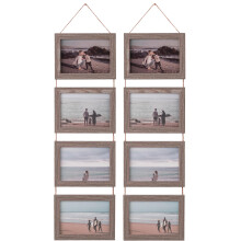 5x7 Hanging Picture Frames, 2 Pack Wall Picture Frames with Real Glass, Folding Picture Frame Displays 4 Photos for Wall Decor, Grey
