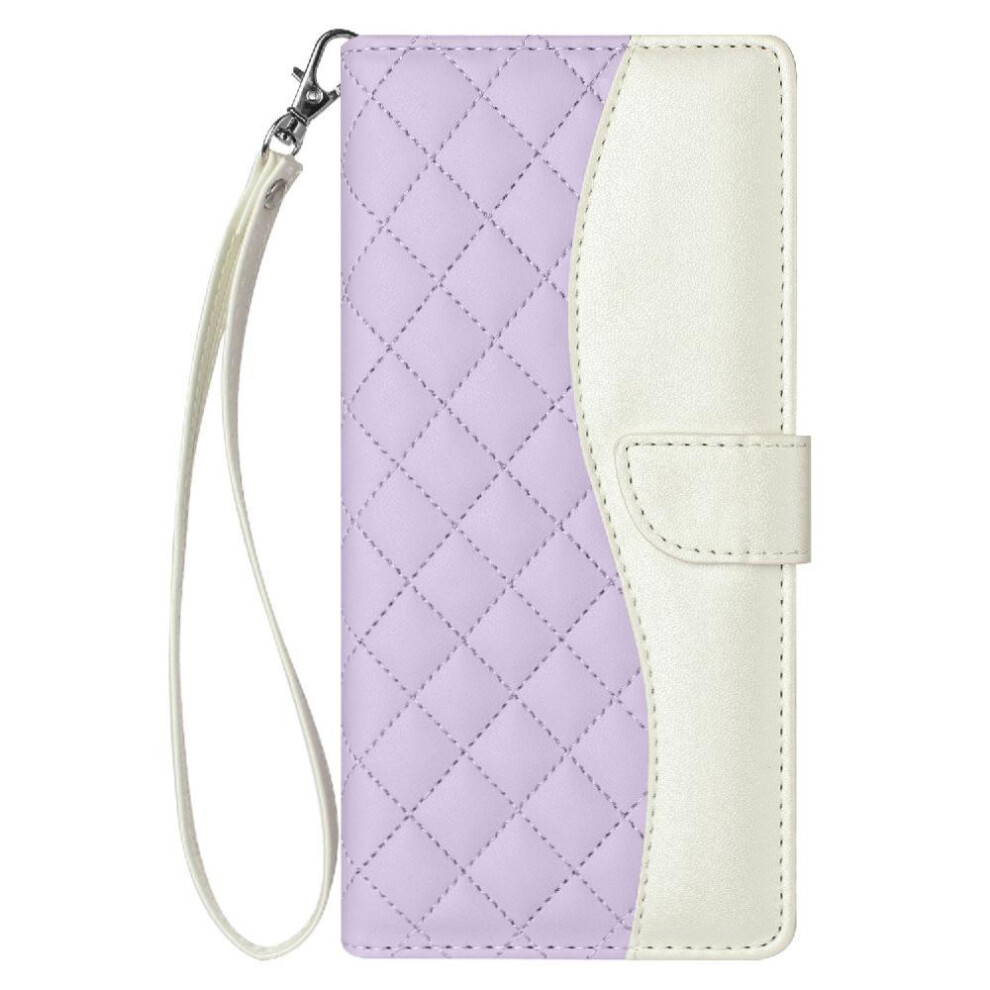 ( Violet) Flip Case For Motorola Moto G42 Magnetic Color Wrist Strap Wallet Protection Card Slots Holder Light 764563092758