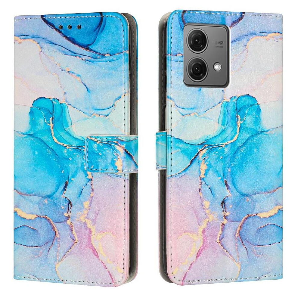 (Soft ) Flip Case For Motorola Moto G84 Wallet Case Painted Marble Buckle Flap Card Insertion Green 764563093069