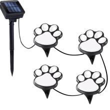 Paw Print Solar Lights Outdoor Garden Decoration, Cat Dog Animal Set (4), Pet Cemetery, Grave Memorial, Gifts for Pet Lovers (Cool White)