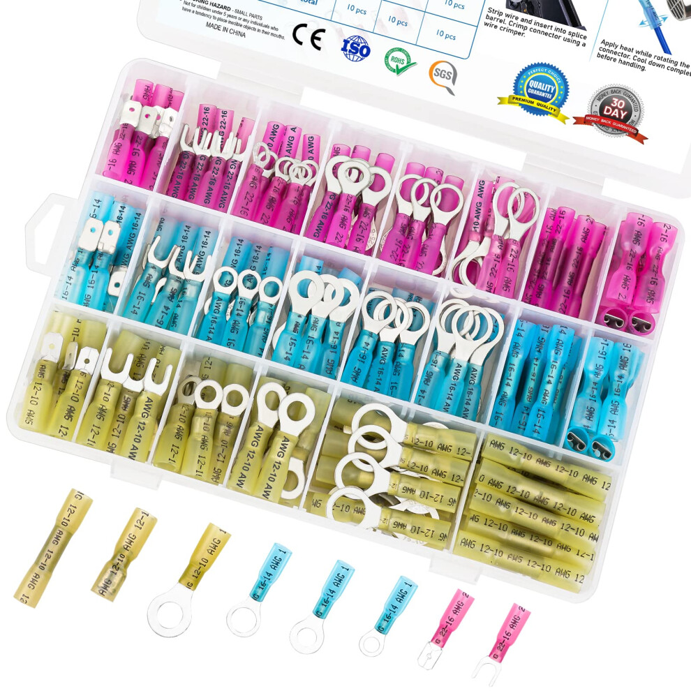 250 Pcs Heat Shrink Wire Connectors For Automotive Marine 6493810951121
