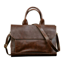 Leather Briefcase for Men Computer Bag Laptop Bag Retro Business Travel Messenger Bag for Men Large Tote