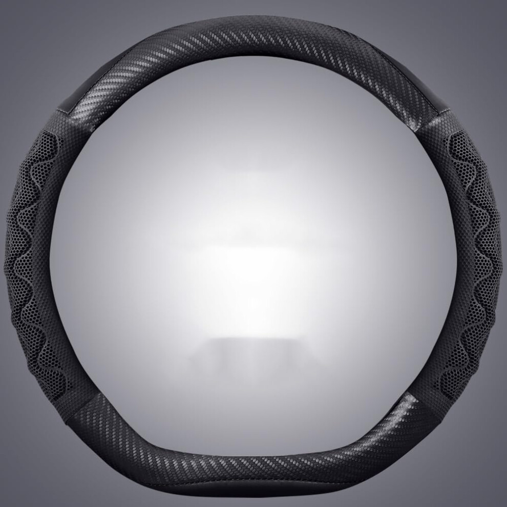 Car Steering Wheel Cover Set Car Steering Wheel Cover D Type Fourseason Carbon Fiber Breathable Car Interior (Color : 2) Light 395291772034