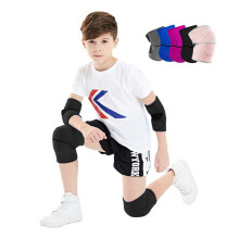 Knee and Elbow Pads Protective Gear Set (4pc) for Cycling Running Volleyball Crashproof Antislip for Kids Youth Black M