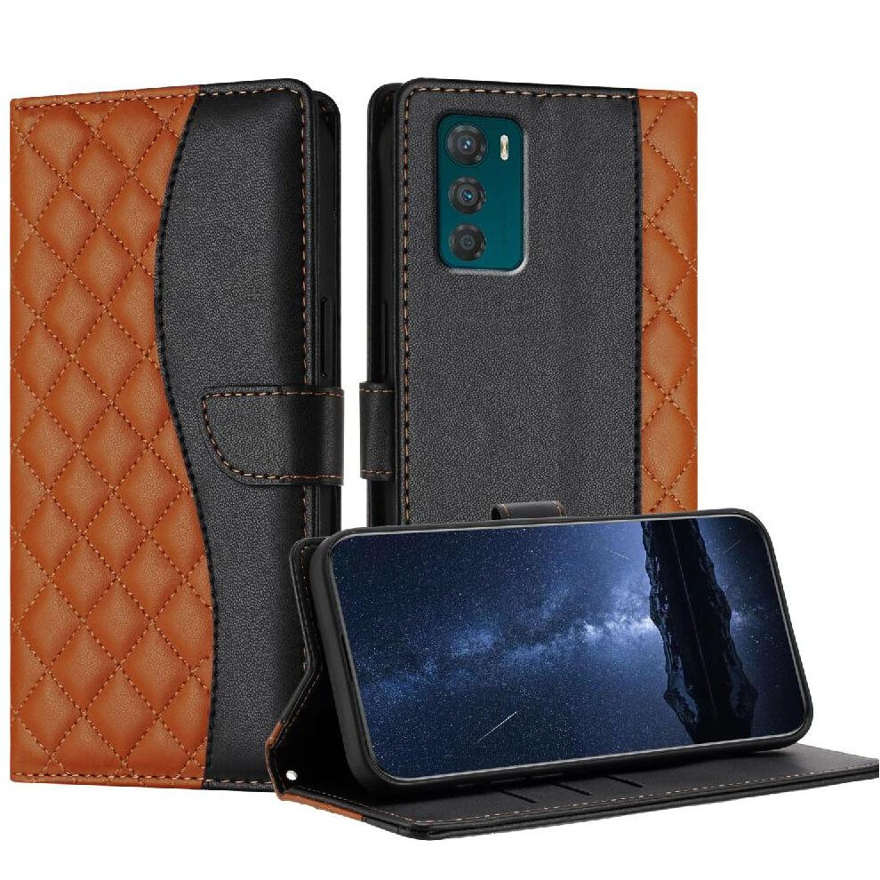 (Brown) Flip Case For Motorola Moto G42 Wrist Strap Magnetic Card Slots Holder Wallet Protection Pu Leather Brown 764563093410