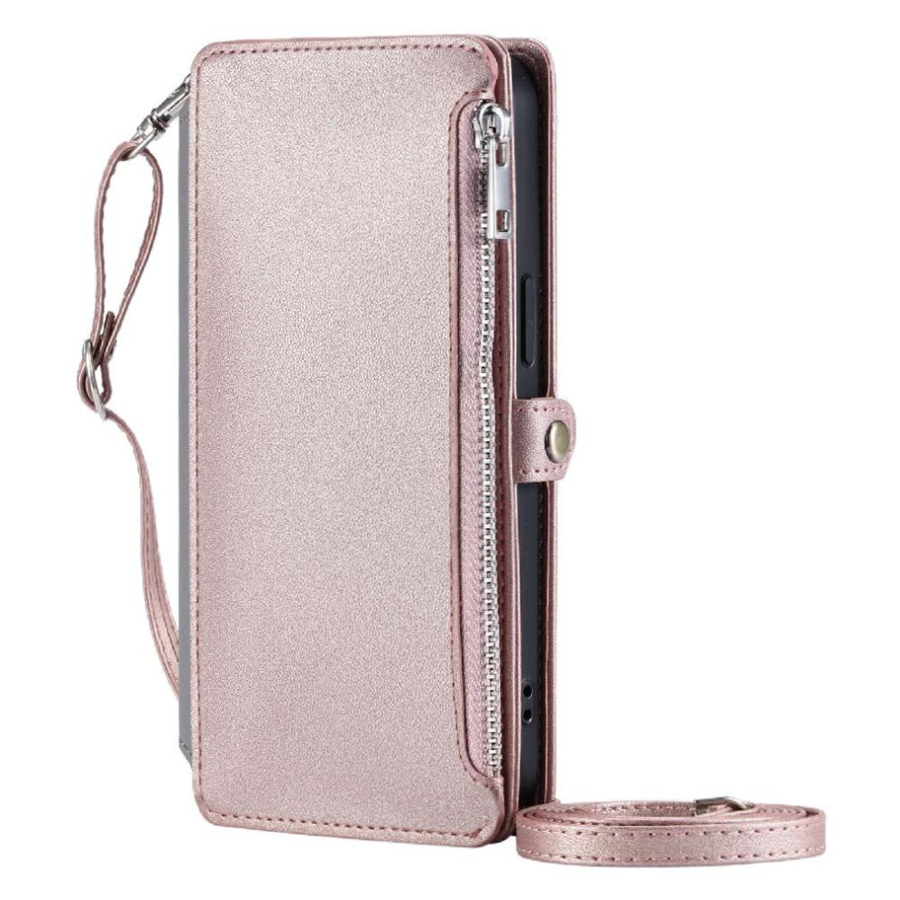 (Pink) Crossbody Case For Motorola Moto G84 Zipper Bills Slot 9 Card Slots Case Wallet Rfid Blocking Long Lanyard Pink 764563094479