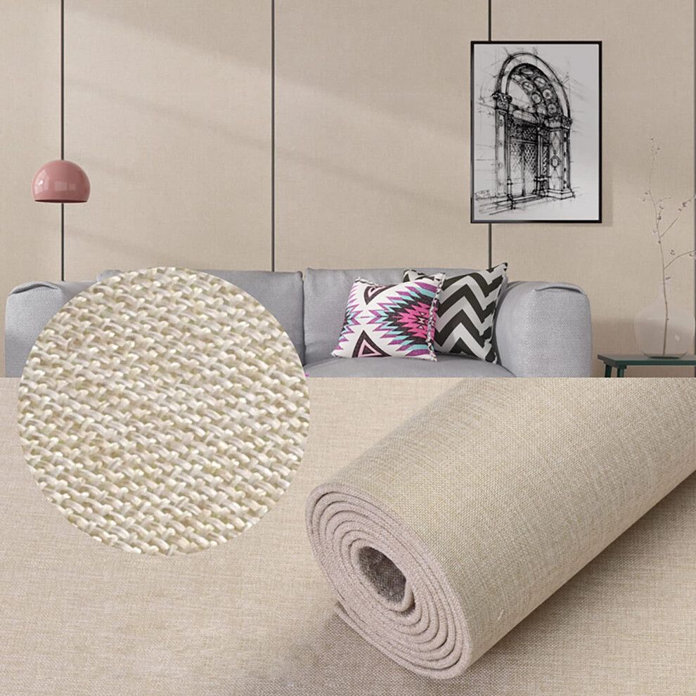 Peel And Stick Grasscloth Wallpaper, 25.6' X 110' Linen Cloth Textured Wall Panels, 395291778074