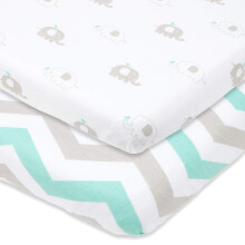 2 Pack Snuggly Soft Jersey Cotton Bassinet Sheets for Bedside Sleeper Fits 21 x 36 Mattress