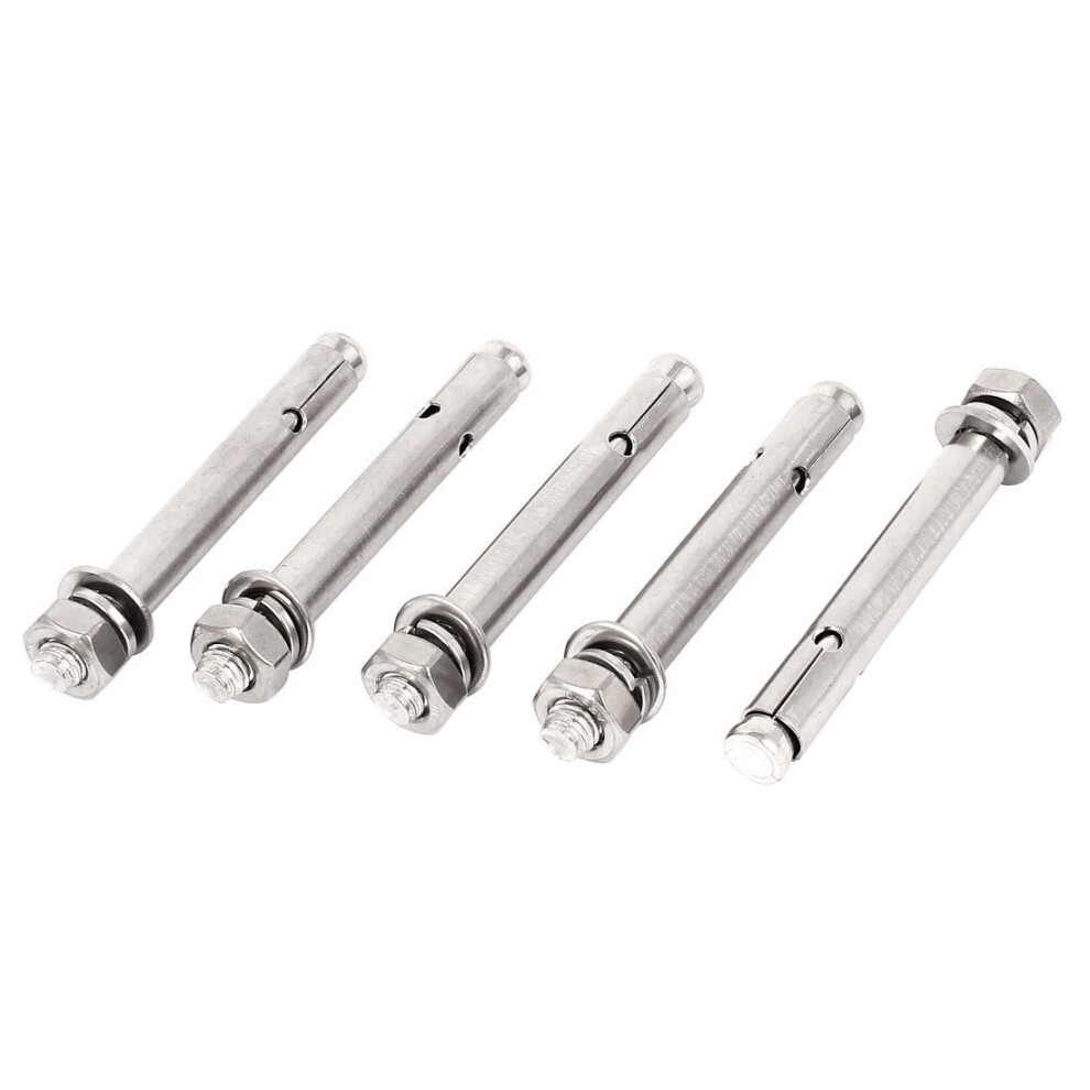 100Mm Long M10 Male Thread Sleeve Anchor Expansion Bolts Screws 5Pcs 395291779316