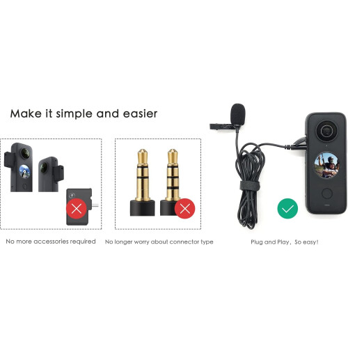 Compatible with Insta360 One X2 / X3 Type C Lavalier Microphone External High Fidelity Recording 1