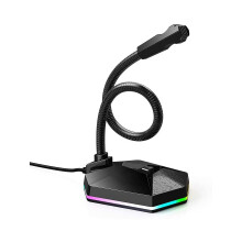 Computer USB Microphone LightEmitting Flexible Free Drive HD Sound Card Noise Reduction Microphone OneKey Switch