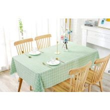 Oil-Proof Non-Transparent Grid Rectangle Vinyl Tablecloth for Dining Parties 55 x 70 Inch