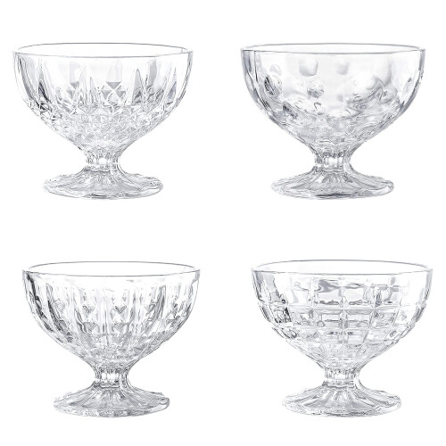 4 Set Glass Dessert Bowls Ice Cream Serving 8 Ounce