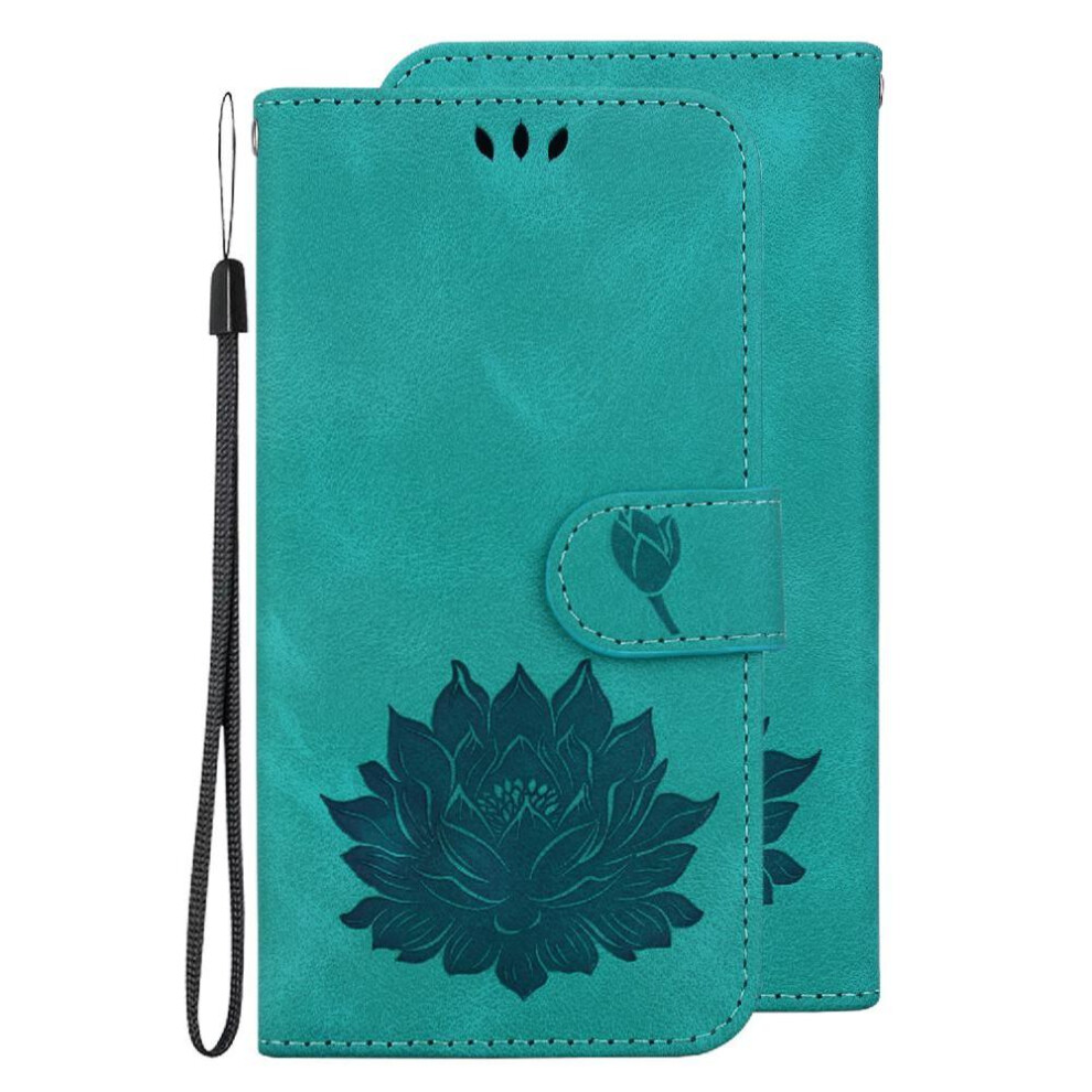 (Green) Flip Case For Motorola Moto G84 Kickstand Kickstand Wallet Relief Lotus Flower Magnetic Green 764563095254
