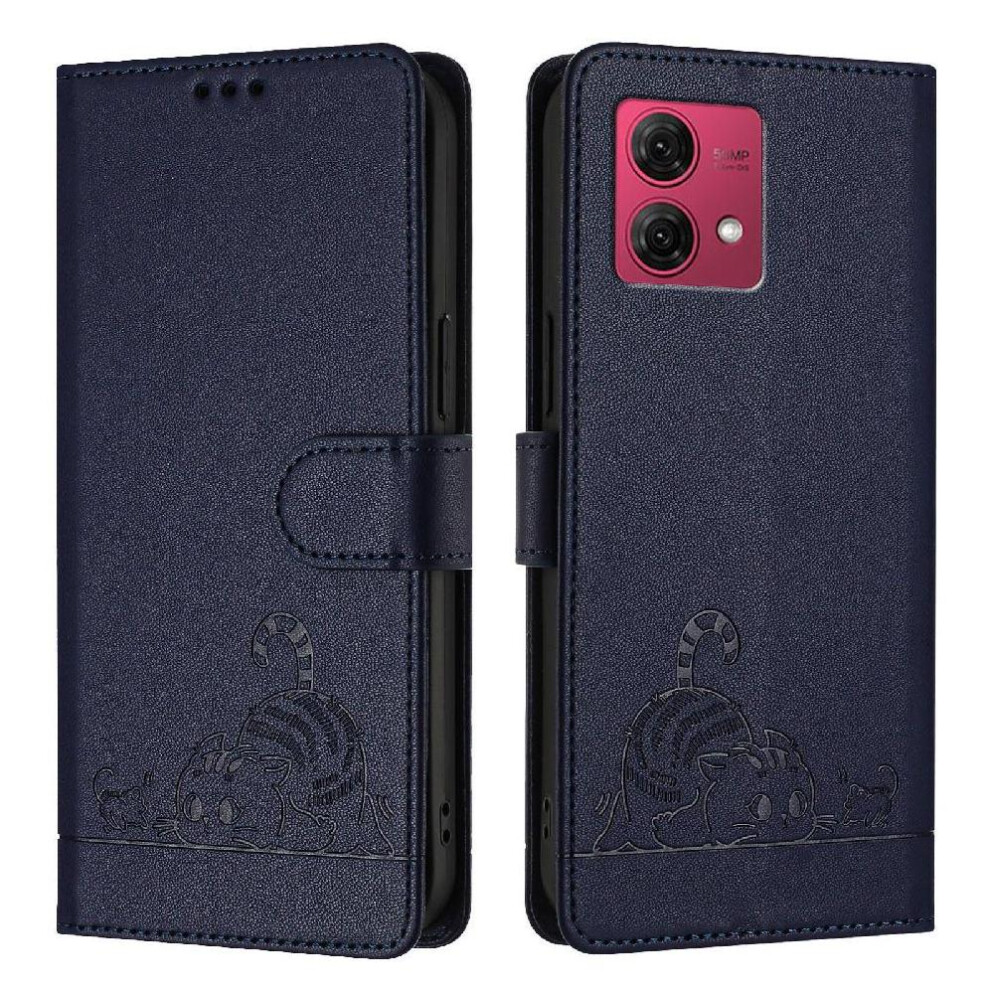 (Blue) Case For Motorola Moto G84 5G Wallet Flip Cover Cat Rfid Card Slot Holder Kickstand Blue 764563095667