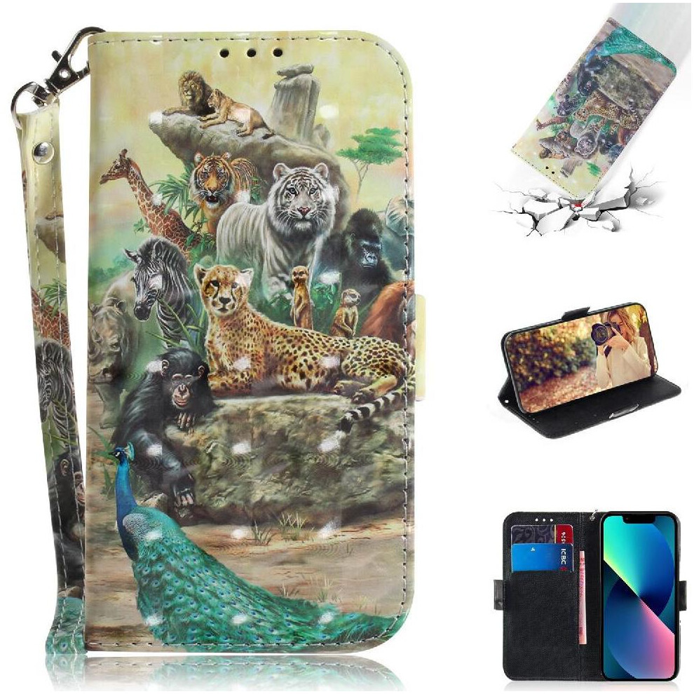 (Ohter) 3D Painted Protective Case For Motorola Moto G42 Pu Leather Magnetic Closure Lanyard Card Slots Wallet 764563095711