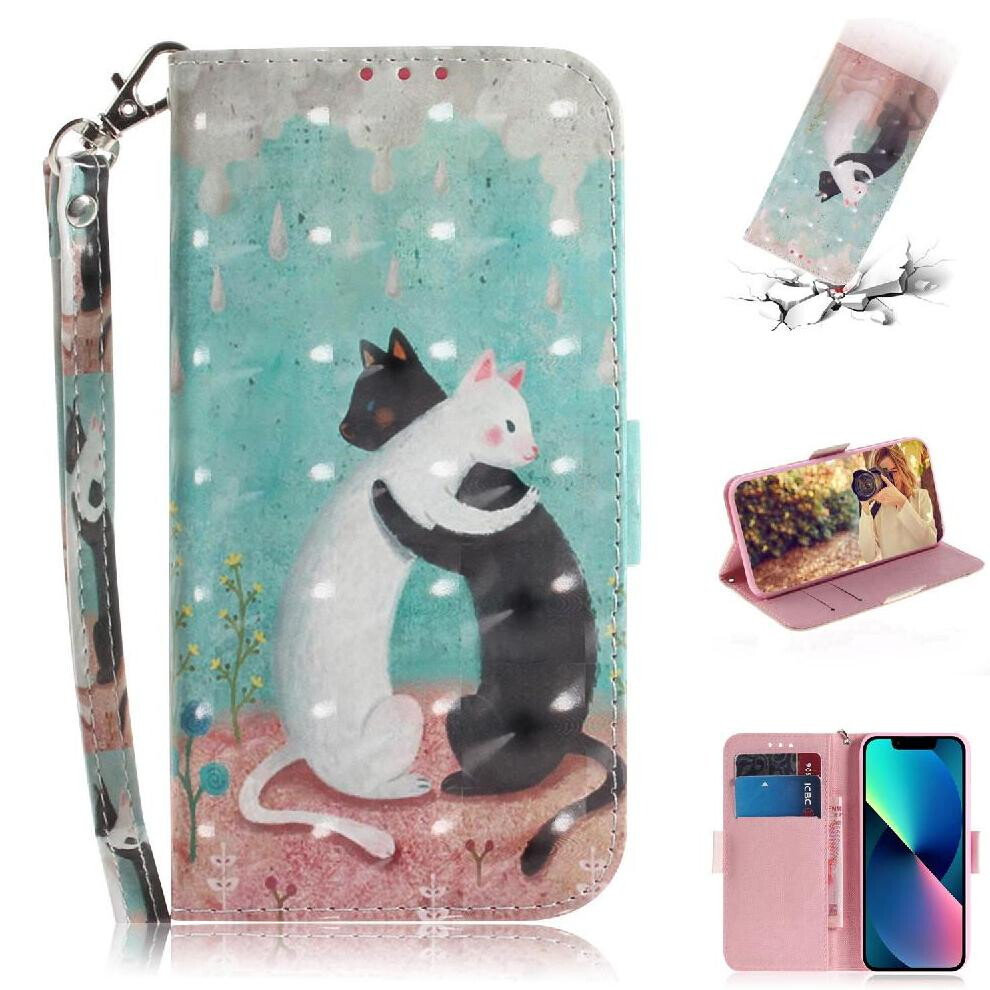 (C9 ) 3D Painted Protective Case For Motorola Moto G42 Pu Leather Magnetic Closure Lanyard Card Slots Wallet 764563095766
