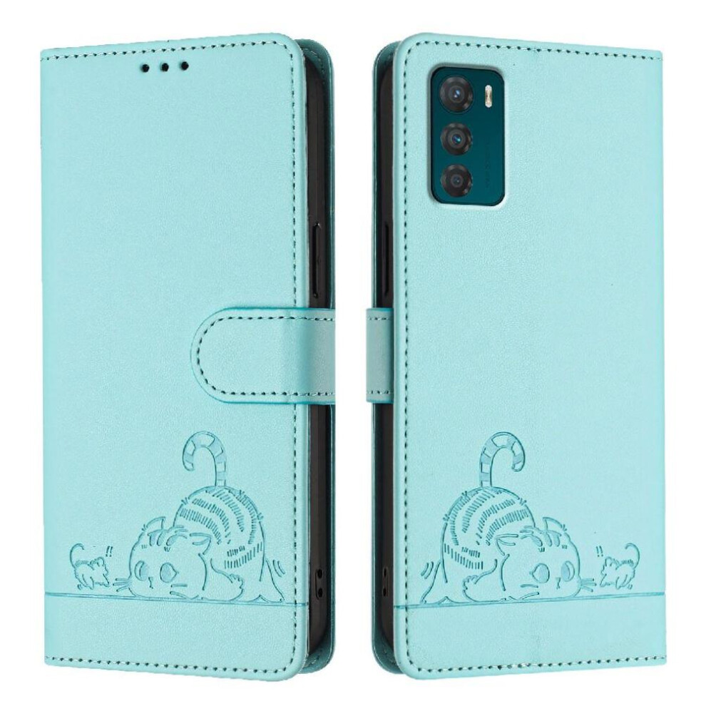 (Green) Case For Motorola Moto G42 Card Slot Holder Kickstand Cat Rfid Wallet Flip Cover Green 764563095810