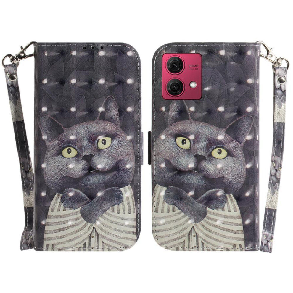 (C2) 3D Painted Protective Case For Motorola Moto G84 Lanyard Card Slots Magnetic Closure Wallet Pu Leather 764563095872