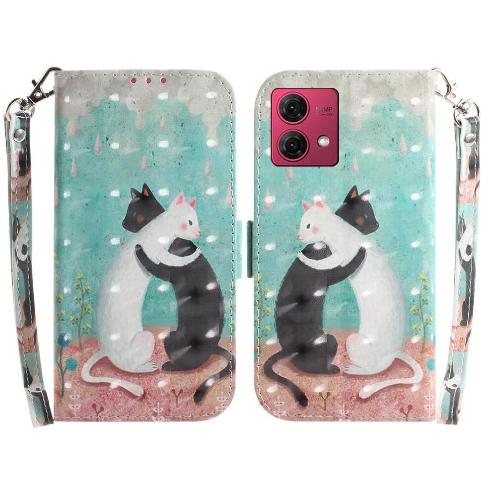 (C9 ) 3D Painted Protective Case For Motorola Moto G84 Lanyard Card Slots Magnetic Closure Wallet Pu Leather 764563095940