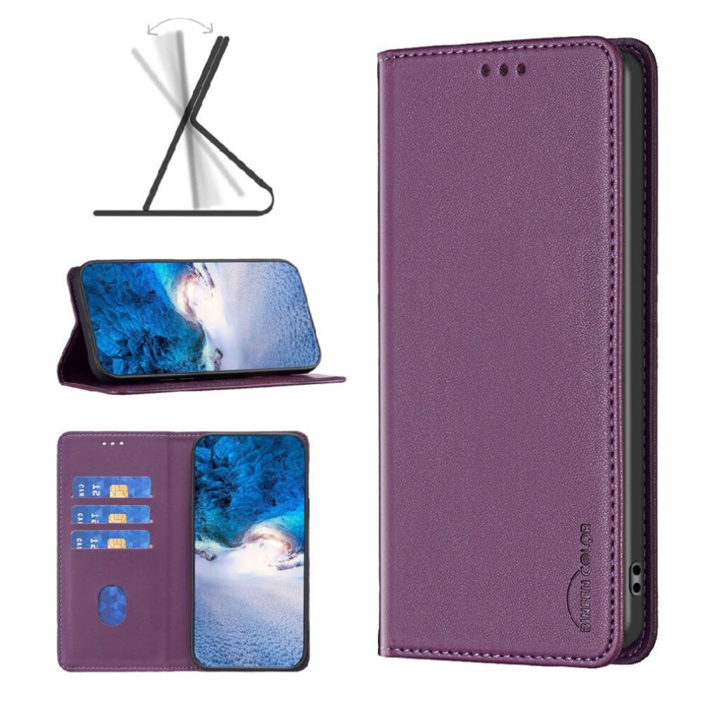 Photos - Case  Flip  for Motorola Moto G84 5g Business Multi-card Slot Multi-color Pu Leather Magnetic Wallet(Dark violet)