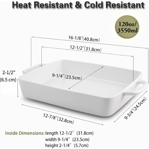 Ceramic Large Rectangular Baking Dish for Cooking Daily Use 9 x13 1