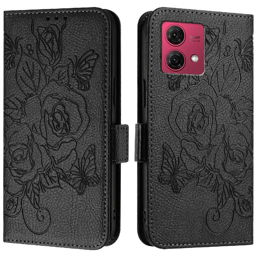 (Black) Case For Motorola Moto G84 5G Pu Leather Magnetic Wallet With Credit Card Slot Black 764563096176