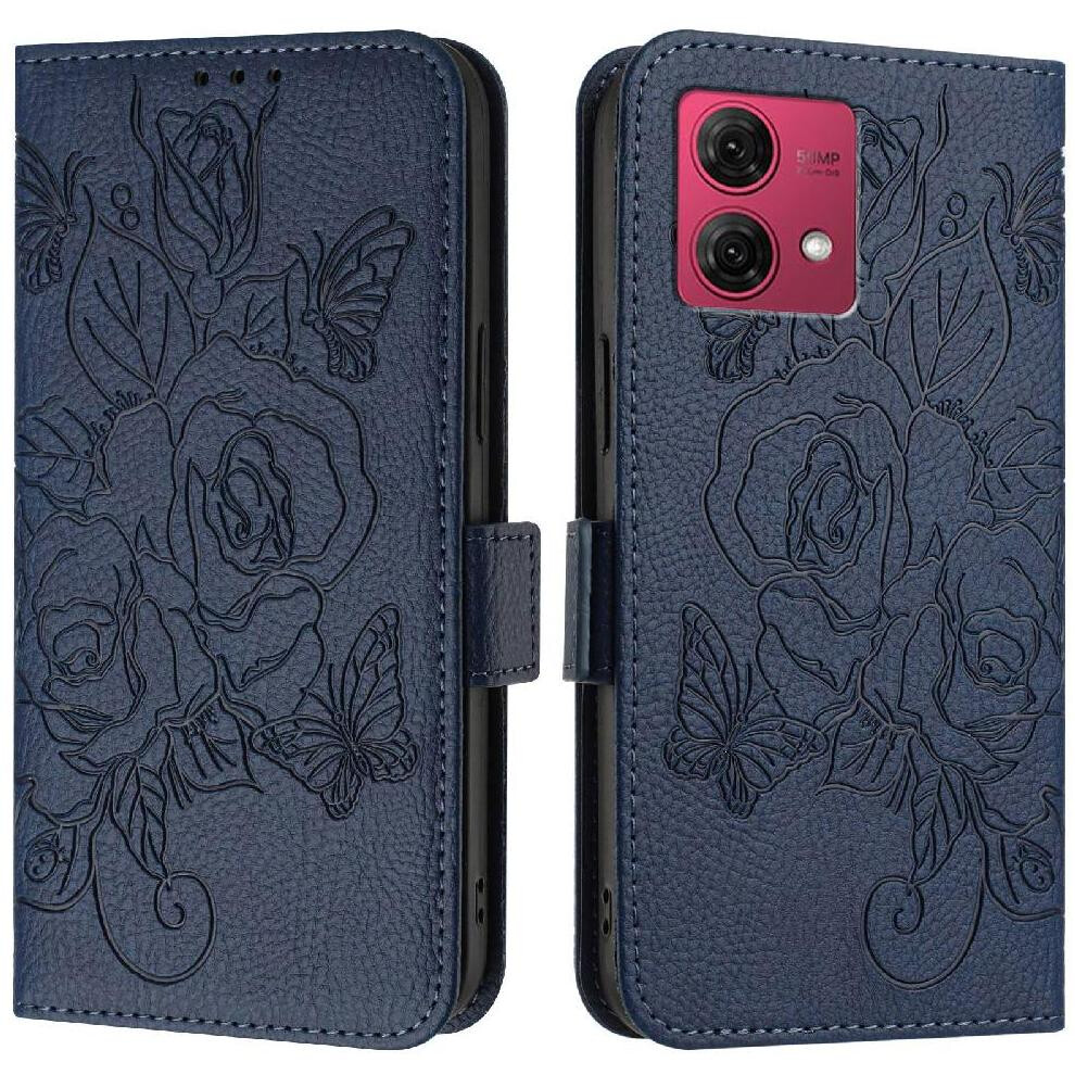 (Dark ) Case For Motorola Moto G84 5G Pu Leather Magnetic Wallet With Credit Card Slot Blue 764563096169