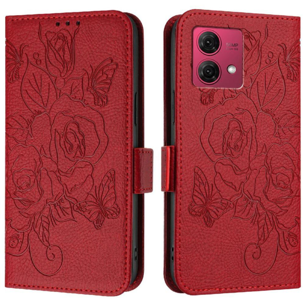 (Red) Case For Motorola Moto G84 5G Pu Leather Magnetic Wallet With Credit Card Slot Red 764563096138