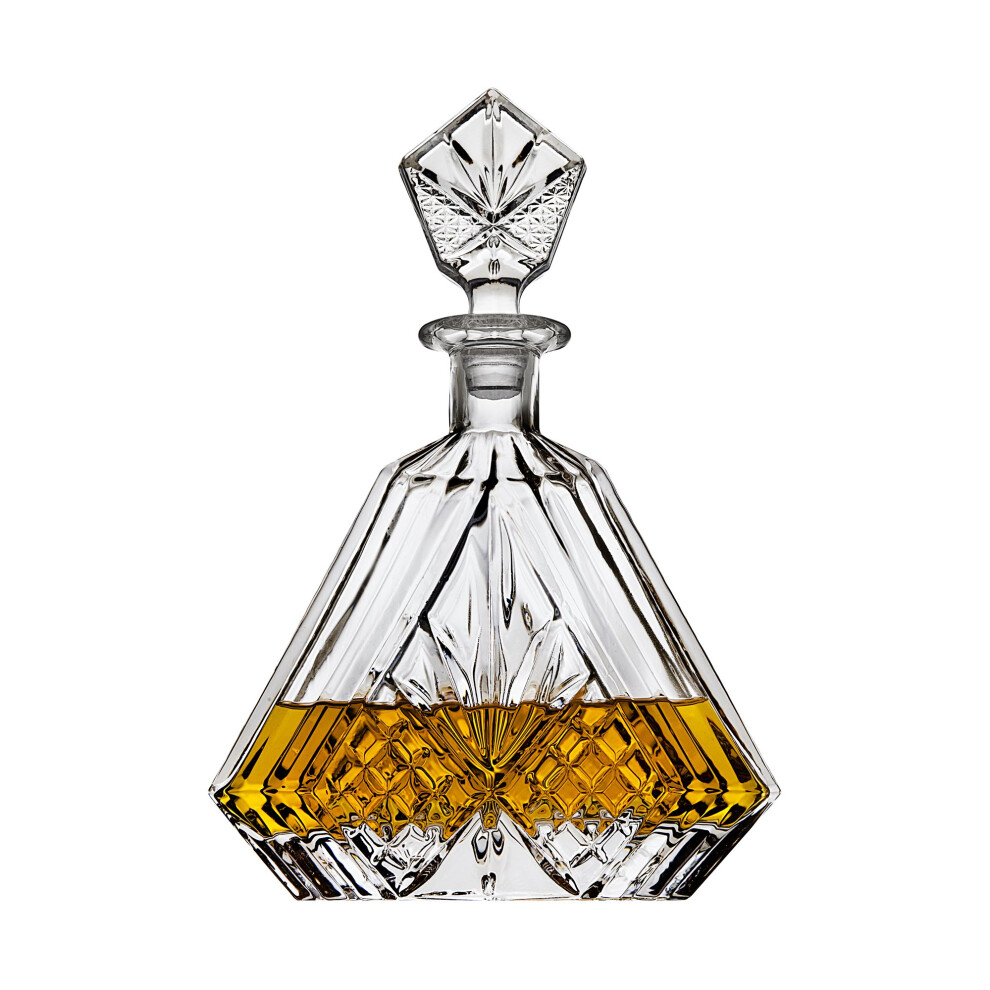 Irish Cut Triangular Whiskey Decanter for Liquor Scotch Bourbon  750ml