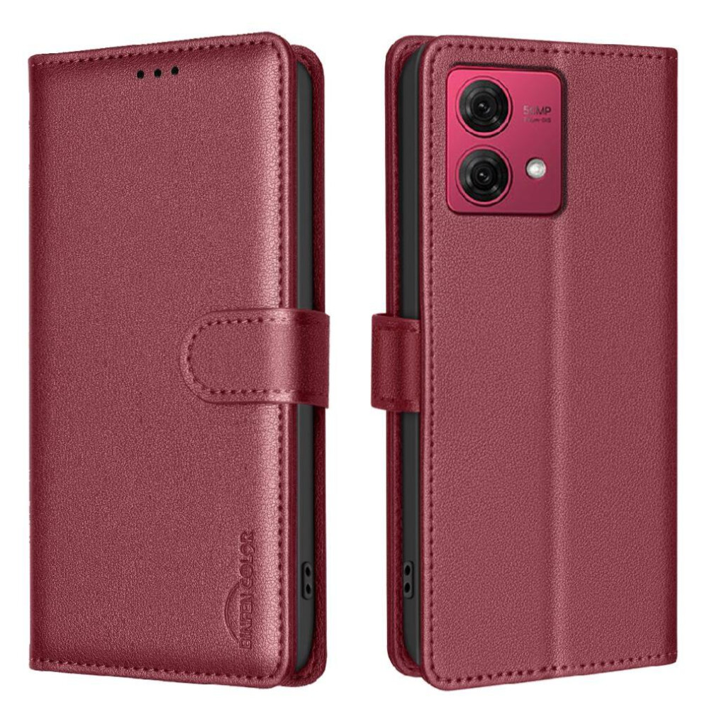 Photos - Case  Flip  for Motorola Moto G84 5g Rfid Blocking Wallet Card Holder Kickstand Pu Leather Magnetic(Red)