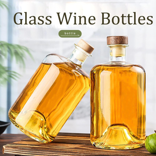 2 Pack Clear Liquor Bottles for Home Brewing Dishware Safe 25 oz 2