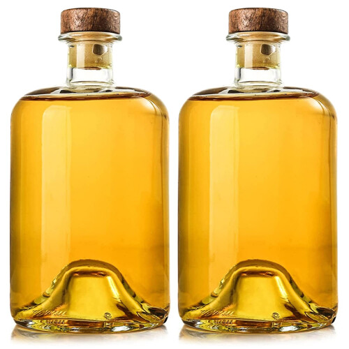 2 Pack Clear Liquor Bottles for Home Brewing Dishware Safe 25 oz