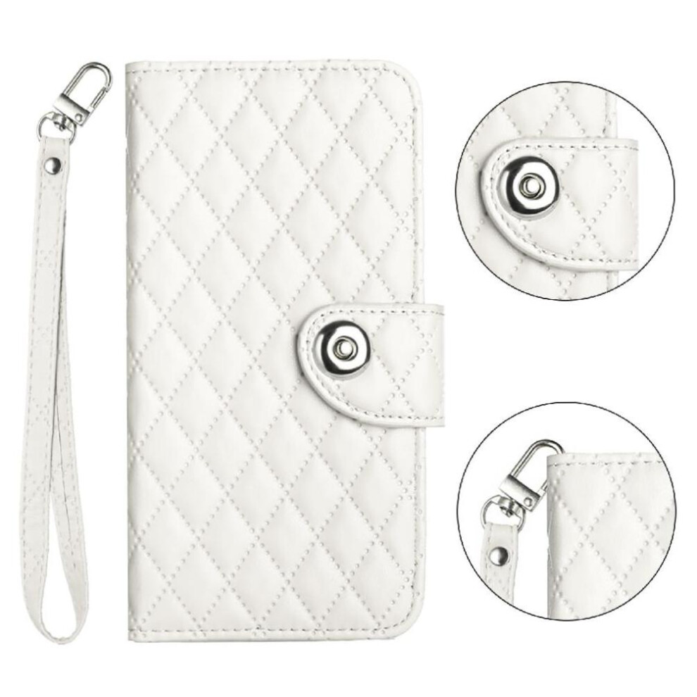 (White) Case For Motorola Moto G42 Card Holder Wallet Cover Wrist Strip Shockproof Stylish Protective White 764563096473