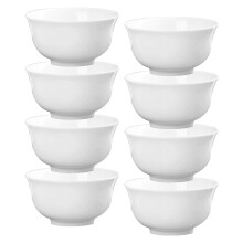 8 Small White Dessert Bowls for Side Dishes and Salad 10 oz 4.2'