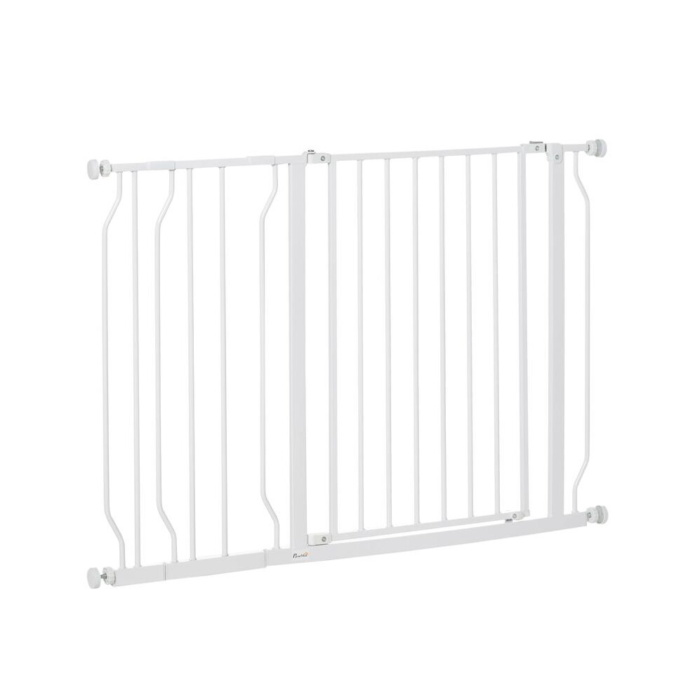 Black (, 76H X 75-85W Cm) Pawhut Dog Gate Wide Stair Gate W/ Door Pressure Fit Pets Barrier For Doorway, Hallway