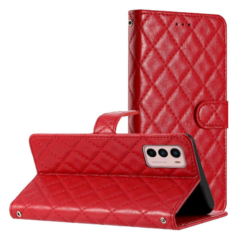 (Red) Flip Case For Motorola Moto G42 Pu Leather Wallet Card Slots Holder Magnetic Folio Tpu Shockproof Kickstand Red 764563096947